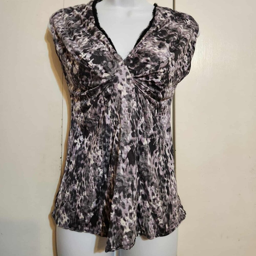 Womens Size XS Banana Republic Multicolor Ruched V-Neck Sleeveless Top